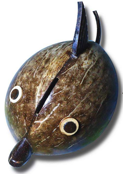Coin Bank Coconut Shell Made Fish Pattern Shopping24bd